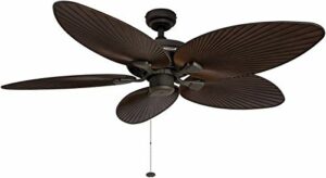 Honeywell Palm Island 52-Inch Tropical Ceiling Fan, Five Palm Leaf Blades, Indoor/Outdoor, Damp Rated, Bronze, 52 inches