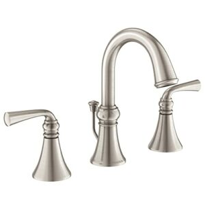 Moen Wetherly Spot Resist Brushed Nickel Two-Handle Widespread Bathroom Faucet with Valve Included, WS84855SRN