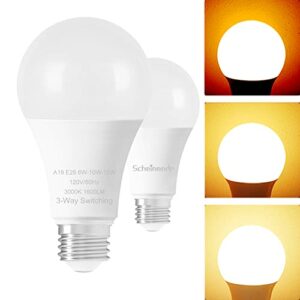 3-Way Light Bulbs 30 70 100 Watt Equivalent, Perfect for Reading, Standard A19 Indoor Led Bulb Warm White 3000K, 15 Watt Energy Efficient Bulb, 1600 Lumens, 2Pack