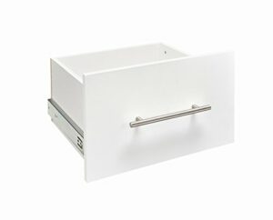 ClosetMaid SuiteSymphony Wood Drawer, Add On Accessory Modern Style, for Storage, Closet, Clothes, x 10” Size for 16 in. Units, Pure White/Satin Nickel, Inch Inch