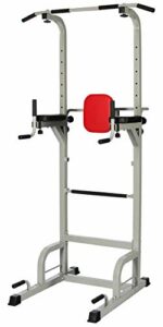 Everyday Essentials Power Tower with Push-up, Pull-up and Workout Dip Station for Home Gym Strength Training, Gray