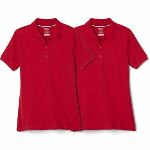French Toast girls Short Sleeve Stretch Pique - 2 Pack School Uniform Polo Shirt, Red, 7 8 US