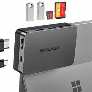 BYEASY Surface Pro 7 Docking Station, 6-in-1 Microsoft Surface Pro 7 USBC Hub with 4K HDMI, PD 60W Type-C Charging, SD/TF Card Reader, 2 USB 3.0-Specifically Designed Expansion Hub for Surface Pro 7