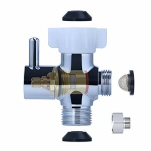 YUHX Brass Bidet T Adapter with Shut-Off Valve,3 Way 7/8 or 15/16 and 1/2 or 3/8,Metal T Valve for Bidet Tee Connector Water Diverter Valve
