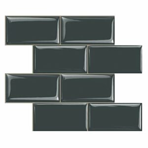 STICKGOO Peel and Stick Subway Tile, Stick on Tiles Backsplash for Kitchen & Bathroom in Dark Grey (Pack of 10, Thicker Design)