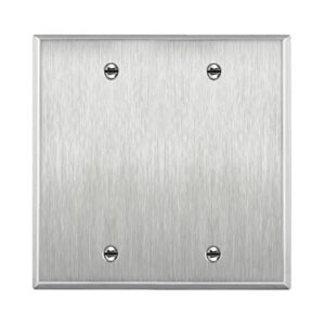 ENERLITES Blank Device Stainless Steel Wall Plate, Metal Corrosive Resistant Cover for Unused Outlets Light Switches Holes, Size 2-Gang 4.50