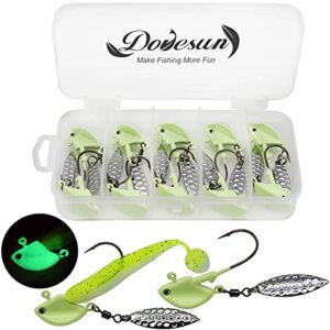 Dovesun Fishing Jig Heads Underspin Jig Heads with Willow Blade Glow in Dark 1/8oz(3.5g) 10pcs