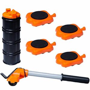 Heavy Duty Furniture Lifter 4 Appliance Roller Sliders with 660 lbs Load Capacity Wheels + Adjustable Height Lifting Tool Lever Suitable for Safe and Easy Moving of Couches Sofas Refrigerators + More