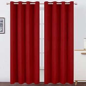 LEMOMO Red Curtains 52 x 84 Inch Long/Blackout Curtains Set of 2 Panels/Room Darkening Thermal Insulated Bedroom Curtains Drape