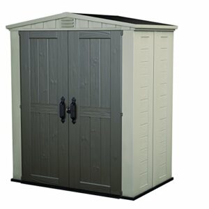 Keter Factor 6x3 Outdoor Storage Shed Kit-Perfect to Store Patio Furniture, Garden Tools Bike Accessories, Beach Chairs and Push Lawn Mower, Taupe & Brown