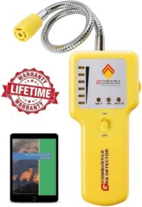 Y201 Propane and Natural Gas Leak Detector; Portable Gas Sniffer to Locate Gas Leaks of Combustible Gases Like Methane, LPG, LNG, Fuel, Sewer Gas; w/Flexible Sensor Neck, Sound & LED Alarm, eBook