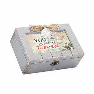 Cottage Garden You are So Loved Grey Distressed Wood Locket Petite Music Box Plays Wonderful World