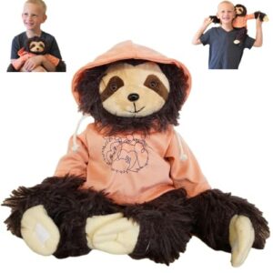 Sensory4u Sloth Stuffed Animal - Three Toed Stuffed Sloth Plush Toy with Pink Hoodie T-Shirt - Super Soft, Cute and Cuddly Stuffed Animals for Girls & Boys - Gift Wrapped, Makes The Perfect Present