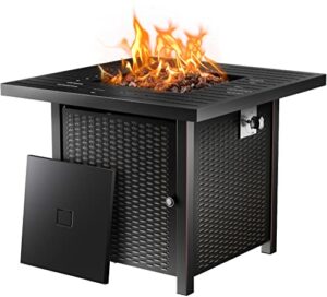 Ciays Propane Fire Pits 32 Inch Outdoor Gas Fire Pit, 50,000 BTU Steel Fire Table with Lid and Lava Rock, Add Warmth and Ambience to Gatherings and Parties On Patio Deck Garden Backyard, Black