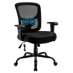 Big and Tall Office Chair 400lbs, Bigroof Ergonomic Mesh Desk Computer Chair with Adjustable Lumbar Support Arms High Back Wide Seat Task Executive Rolling Swivel Chair for Women Men, Heavy People