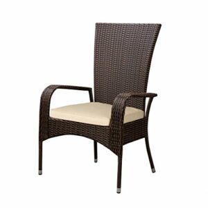 patio sense 62536 Coconino Armchair Height Comfort All Weather Wicker Beige Outdoor Cushion Included Lightweight & Durable Mocha Finish