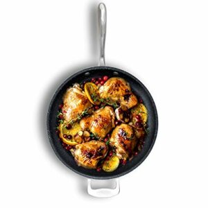 Granite Stone 14” Nonstick Frying Pan with Ultra Durable Mineral and Diamond Triple Coated Surface, Family Sized Open Skillet with Stainless Steel Stay Cool & Helper Handle, Oven and Dishwasher Safe