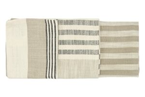 Creative Co-Op Tan & Grey Striped Cotton Tea Towels (Set of 3 Pieces) Entertaining Textiles, Grey, 3 Count