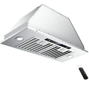 IKTCH 30 inch Built-in/Insert Range Hood 900 CFM, Ducted/Ductless Convertible Duct, Stainless Steel Kitchen Vent Hood with 4 Speed Gesture Sensing&Touch Control Panel(IKB01-30)