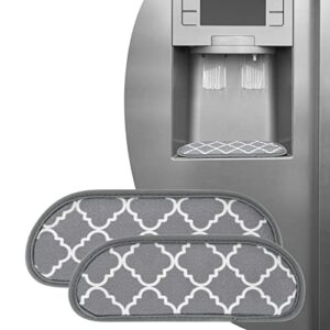 FETTORLER Refrigerator Water Drip Tray Catcher, RECTANGULAR Splash-Proof Absorbent Mat for Ge, Whirlpool, Samsung Fridge Ice & Water Dispenser Drip Pan, 2 DIFFERENT PLAID SIZES (7.4x2.7IN + 8.2x3.1IN)
