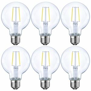 Dimmable LED Edison Light Bulb, G25 (G80) Globe Shape, Clear Glass, 40 Watt Equivalent, 2700K Soft White, Christmas Light, E26 Standard Base, UL Listed, 6-Pack