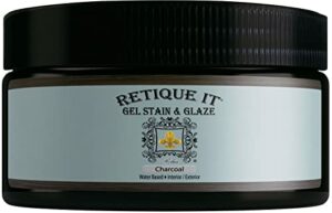 Gel Stain by Retique It, Thin Water-Based Gel Stain/Paint Glaze and Wood Stain Hybrid Charcoal