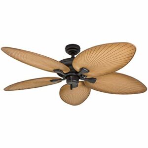 Honeywell Ceiling Fans Honeywell Palm Island 50505-01 52-Inch Tropical Ceiling Fan, Five Palm Leaf Blades, Indoor/Outdoor, Damp Rated, Sandstone