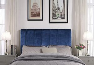 Iconic Home Uriella Headboard Velvet Upholstered Vertical Striped Modern Transitional Full/, Queen, Navy
