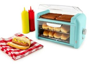 Nostalgia Extra Large 8 Hot Dog Roller & 8 Bun Warmer, Stainless Steel Grill Rollers, Non-stick warming racks, Perfect For Hot Dogs, Egg Rolls, Veggie Dogs, Sausages, Brats, Adjustable Timer