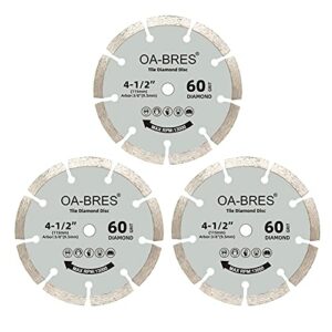 3Pack 4-1/2-Inch 60-Grit Diamond Compact Circular Saw Blade with 3/8-Inch Arbor, for Cutting Ceramic Tile, Stone Tile, Backer Board and Cement
