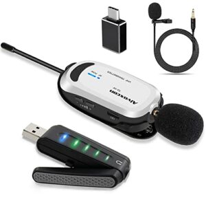 Wireless Lapel Microphone for Computer, Alvoxcon USB lavalier Mic System for MacBook, Android, PC, Laptop, Speaker, Zoom Meeting, Teacher Podcasting, Vlog, YouTube, Conference, Vocal Recording,