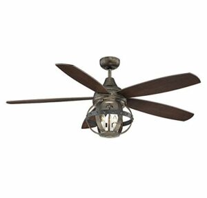 Savoy House 52-840-5CN-196 Protruding Mount, 5 Chestnut Blades Ceiling fan with 69.8 watts light, Reclaimed Wood Finish
