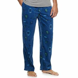 Croft & Barrow Mens Ultra-Soft Brushed Microfleece Sleep Bottoms Lounge Pajama Pants (Blue Camping, X-Large)