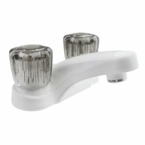 Dura Faucet DF-PL700S-WT RV Bathroom Faucet with Smoked Acrylic Knobs (White)