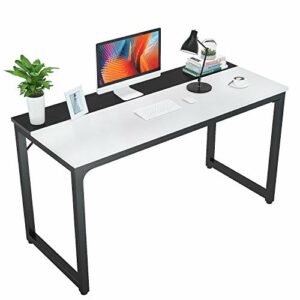 Foxemart 47 Inch Computer Table Sturdy Office Desk, Modern PC Laptop 47” Writing Study Gaming Desk for Home Office Workstation, White and Black