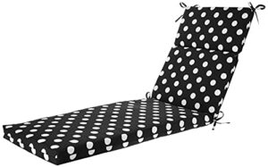 Pillow Perfect 385372 Outdoor/Indoor Polka Dot Chaise Lounge Cushion, 72.5 in. L X 21 in. W X 3 in. D, Black