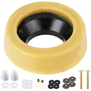 Extra Thick Toilet Wax Ring Toilet Bowl Wax Seal Kit with Brass Bolts Reinforced Urethane Core and PE Flange Gas or Odor and Water Tight Seal Fit with 3-Inch and 4-Inch Waste Lines(with Flange).