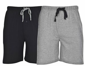 Hanes Men's 2-Pack Cotton Drawstring Knit Shorts Waistband & Pockets, Active Grey Heather/Black, Large