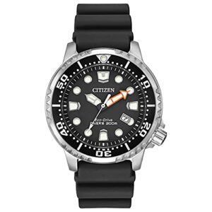 Citizen Men's Eco-Drive Promaster Sea Dive Watch in Stainless Steel with Black Polyurethane strap, Black Dial (Model: BN0150-28E)