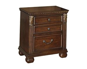 Signature Design by Ashley Leahlyn Traditional 2 Drawer Nightstand, Warm Brown