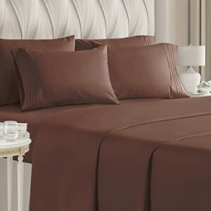 Full Size Sheet Set - 6 Piece Set - Hotel Luxury Bed Sheets - Extra Soft - Deep Pockets - Easy Fit - Breathable & Cooling Sheets - Wrinkle Free - Chocolate - Brown Bed Sheets - Fulls Sheets - 6 PC