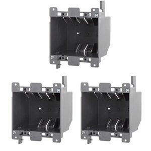 Newhouse Hardware Old Work Electrical Outlet Box for Residential and Light Commercial Remodel, 2 Gang, 25 CuIN, 3-Pack, Gray (AG223R-3)