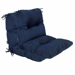 BOSSIMA Outdoor Indoor High Back Chair Tufted Cushions Comfort Replacement Patio Seating Cushions Set of 2 Navy Blue