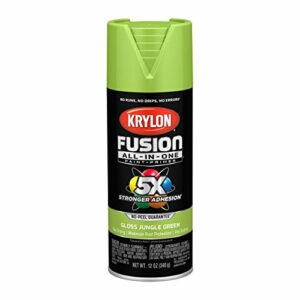 Krylon K02712007 Fusion All-In-One Spray Paint for Indoor/Outdoor Use, Gloss Jungle Green 12 Oz (Pack of 1)