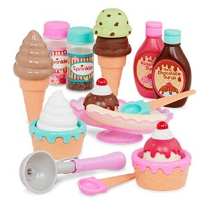 Play Circle by Battat – Sweet Treats Ice Cream Parlour Playset – Sprinkles, Cones, Spoons, Cups - Pretend Play Food Decorating Kit – Toy Frozen Dessert and Accessories for Kids 3 and Up (21 pieces)