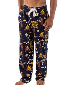 Lazy One Animal Pajama Pants for Men, Men's Separate Bottoms, Lounge Pants, Funny, Humorous, Moose, Camping, Fire (Smore Sleep Please, Large)