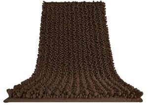 Yimobra Original Luxury Chenille Bath Mat, 32 x 20 Inches, Soft Shaggy and Comfortable, Large Size, Super Absorbent and Thick, Non-Slip, Machine Washable, Perfect for Bathroom, Brown