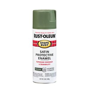 Rust-Oleum 7737830 Stops Rust Spray Paint, 12 Ounce, Satin Spruce Green, 12 Fl Oz