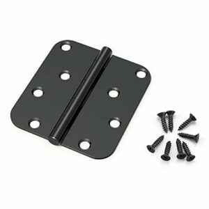 KNOBWELL 3 Pack 8-Hole 5/8-Inch Radius Door Hinges for Interior and Exterior Door Use, 4-Inch by 4-Inch Matte Black Door Hinges