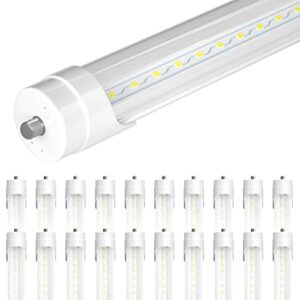 SHINESTAR 20-Pack 8ft Led Bulbs, 44w 6500K Daylight, Dual-end, Clear Cover, T8 T10 T12 Fluorescent Light Bulbs Replacement, Ballast Bypass Type B, FA8 Single Pin